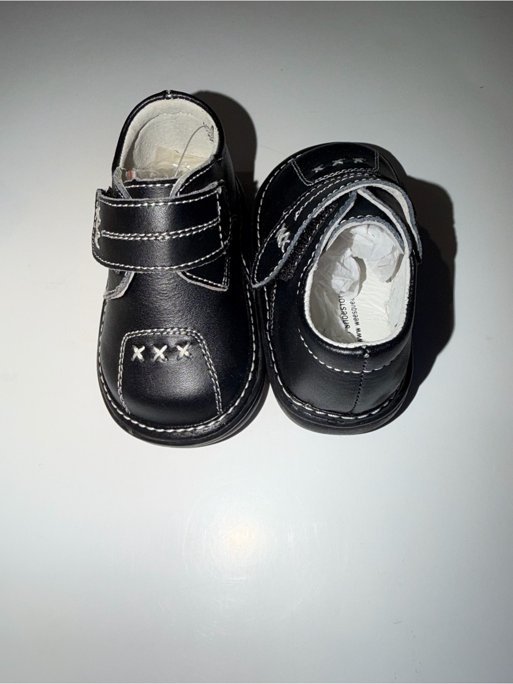 NWT Wee Squeak Black Leather Squeaker Shoes | Baby Boy Size 4